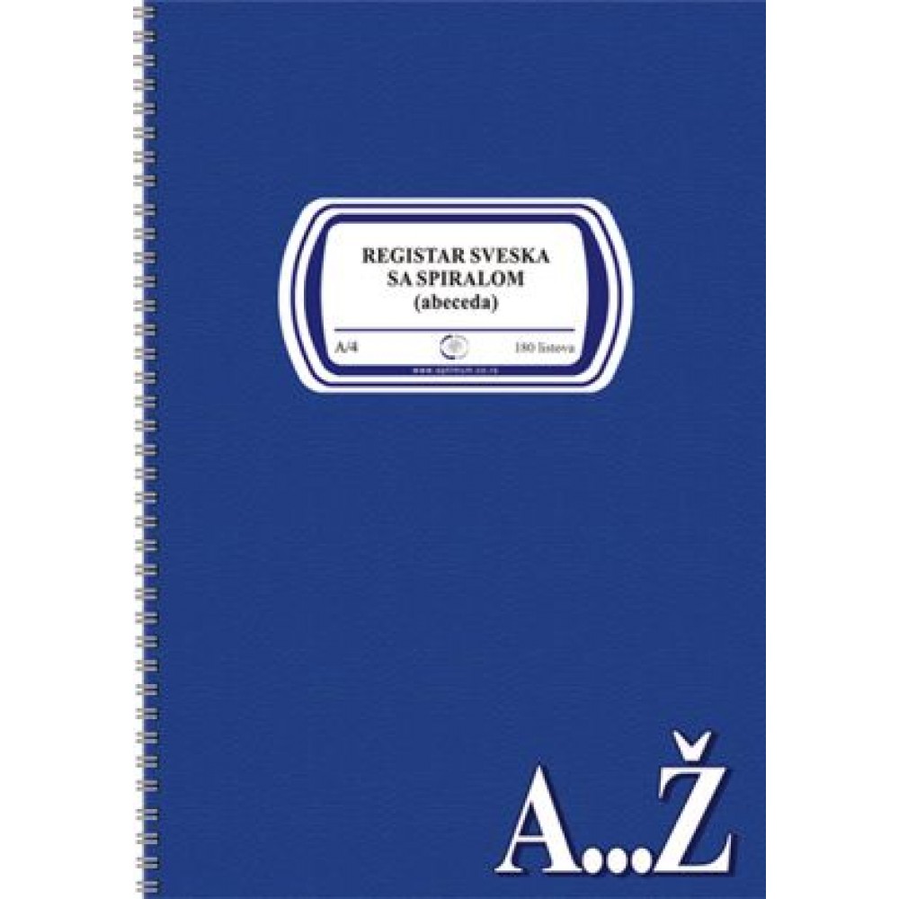 Registar sveska ABECEDA A4/180l - spiralni povez
